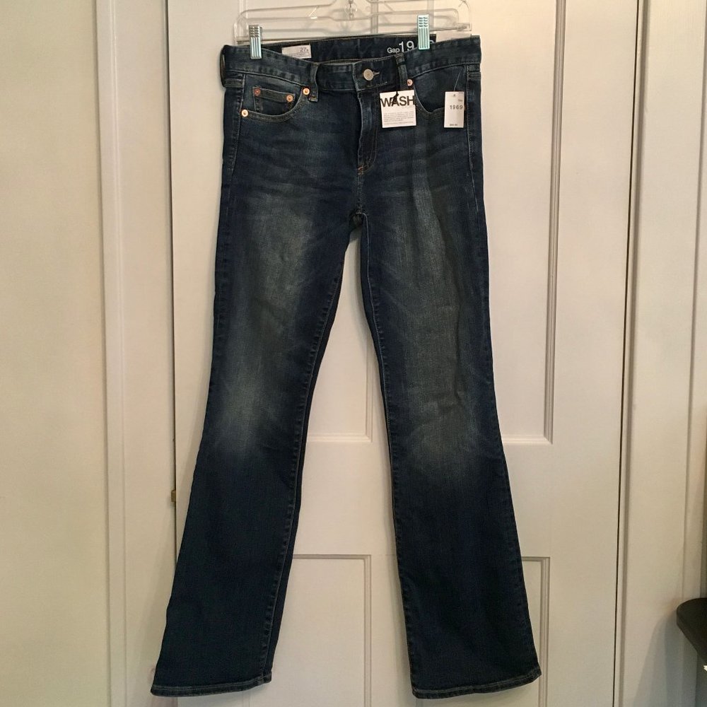 NWT GAP Perfect Boot Jeans 27S, dark wash
